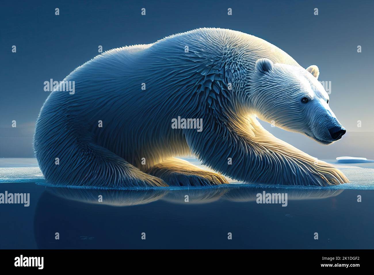Oso polar sobre iceberg sobre el hielo de deriva en el hábitat natural de la Antártida. Escena de la vida silvestre de la naturaleza y el comportamiento animal en la Antártida. Oso blanco, Ursus Foto de stock