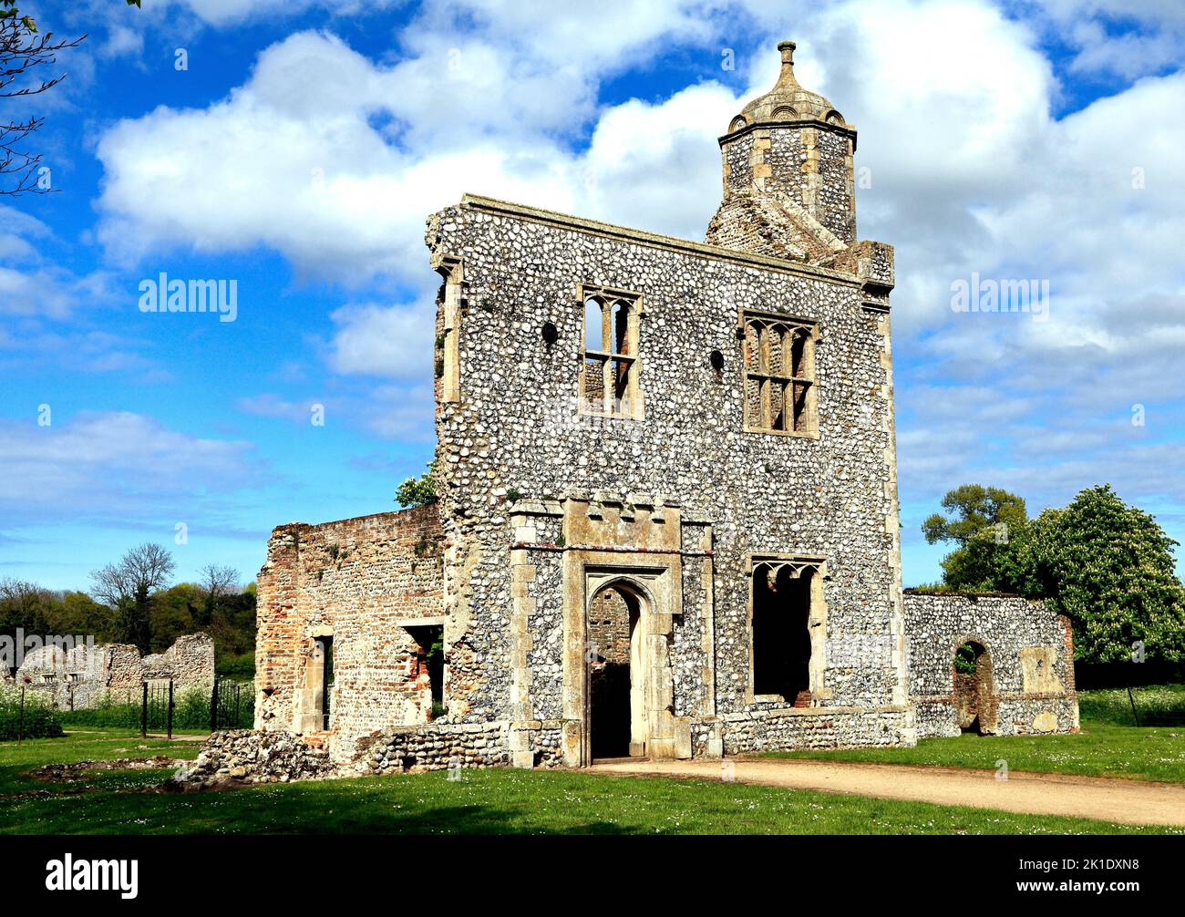 Castillo de Baconsthorpe, puerta de enlace exterior, siglo 15th, medieval, Norfolk Foto de stock