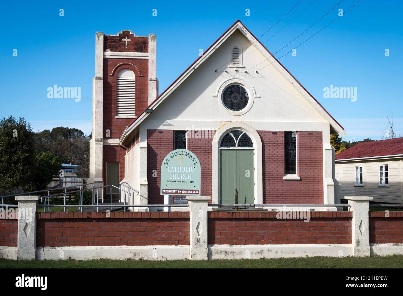 Iglesia Católica de San Columba, Ashurst, Manawatu, Isla Norte, Nueva Zelanda Foto de stock