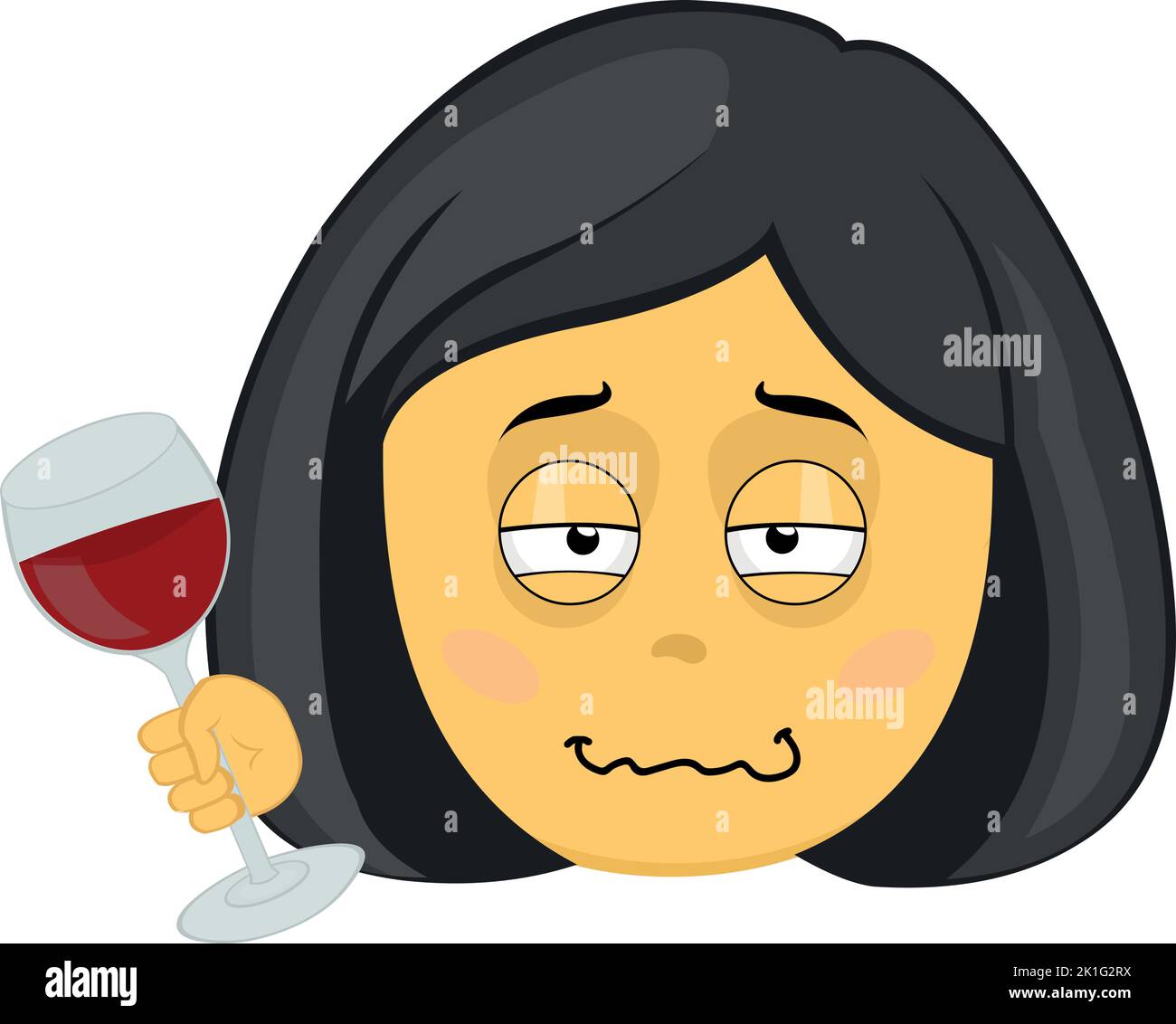 Ilustración vectorial emoji de la cara de una mujer borracha de dibujos