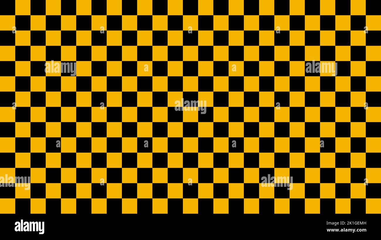 Amarillo negro cuadrado a cuadros, patrón de bandera de cuadros, tablero de ajedrez con textura de cuadrícula Ilustración del Vector