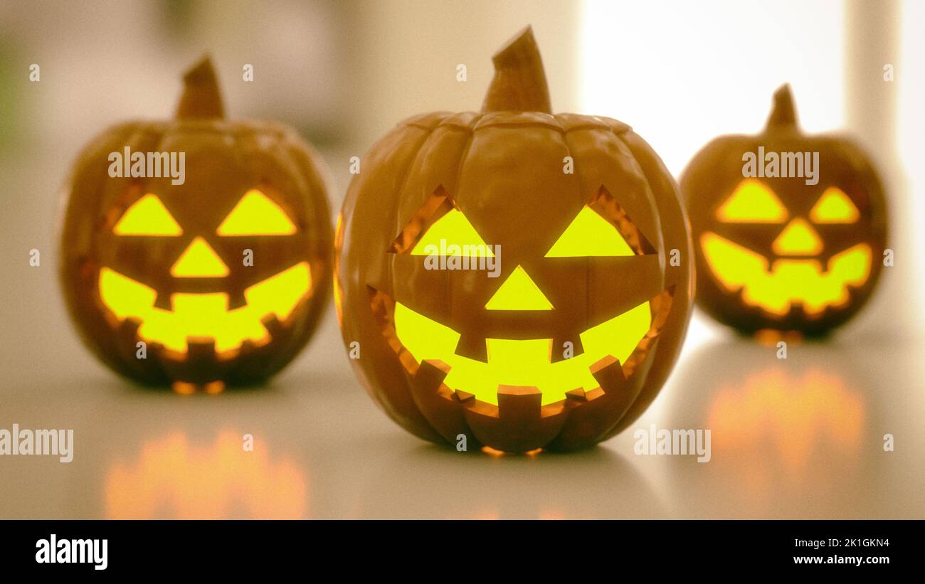 3D rendering Halloween calabazas Antecedentes Foto de stock