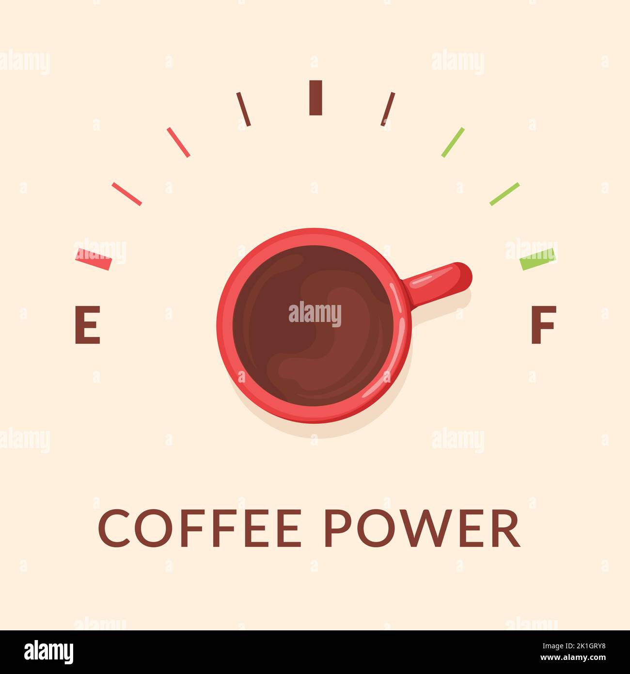 Combustible para café. Cafeína refuel concepto de indicador, taza de