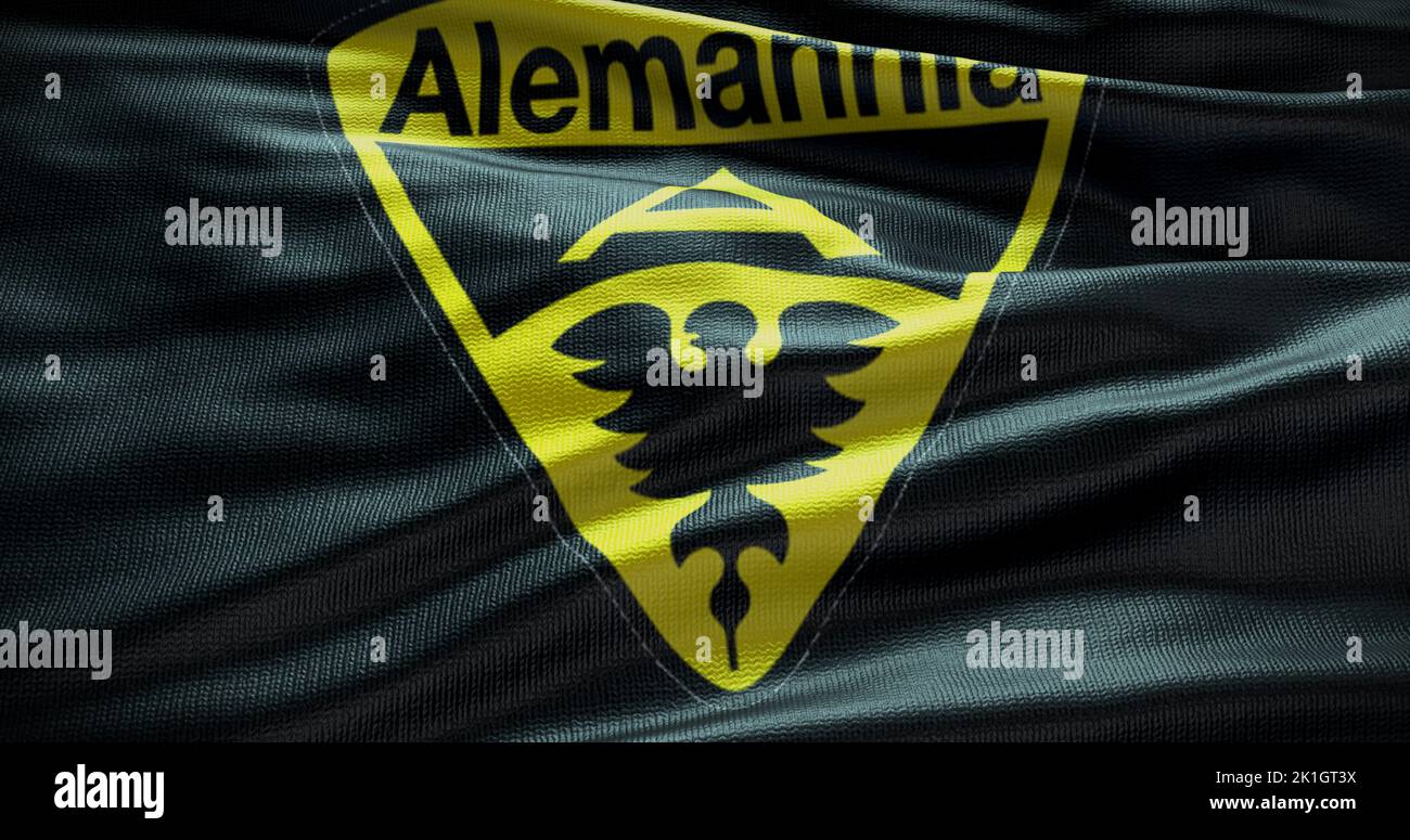 Barcelona, España - 17 de septiembre de 2022: Alemannia Aachen FC, logotipo del equipo de fútbol. Ilustración 3D, Editorial ilustrativa. Foto de stock