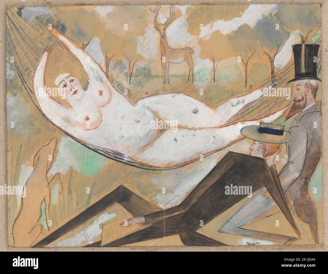 Zygmunt Waliszewski - En una Hamaca - Desnudo - 1917 Foto de stock