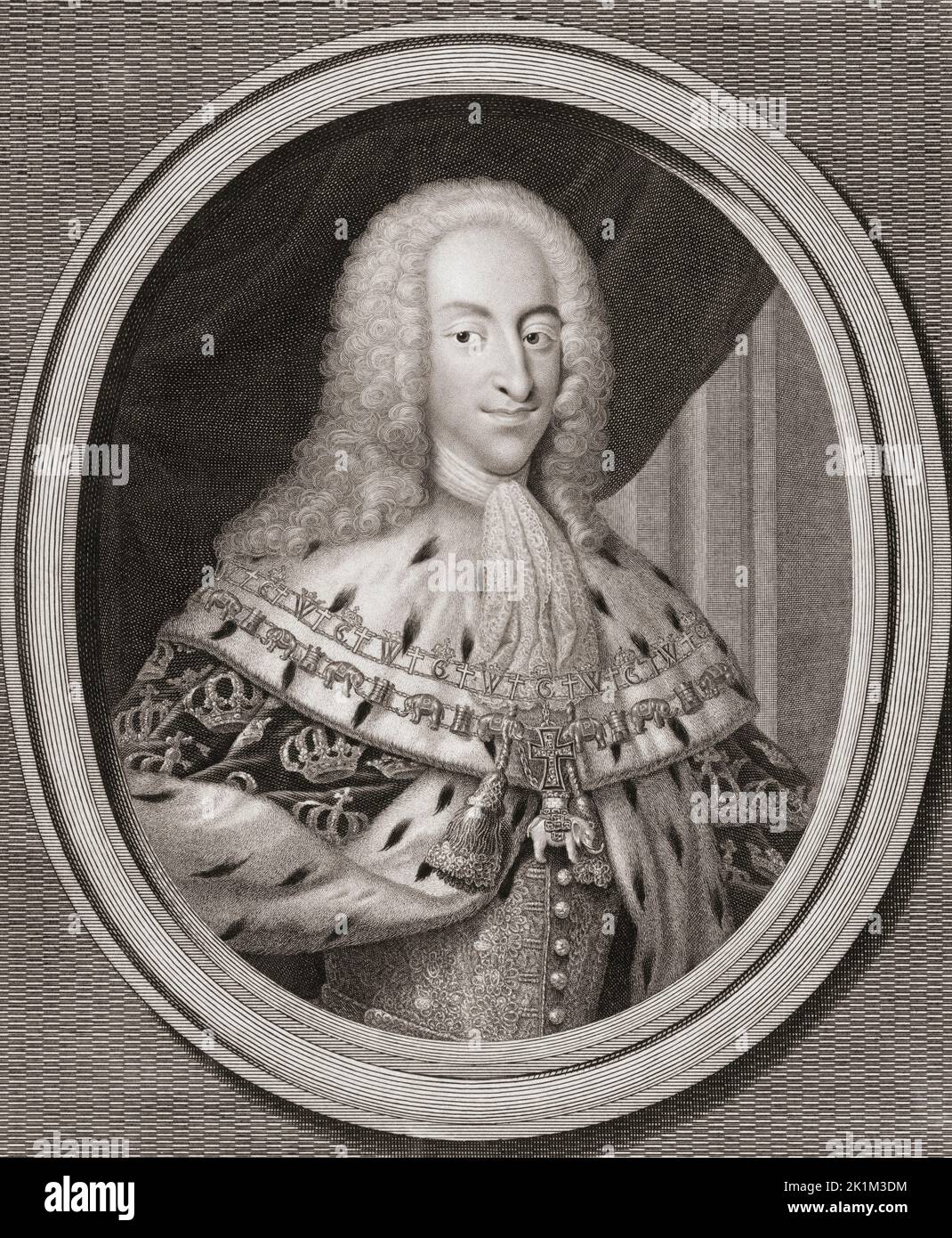 Christian VI, 1699 – 1746, Rey de Dinamarca y Noruega. Después de una obra de Bernard Picart. Foto de stock