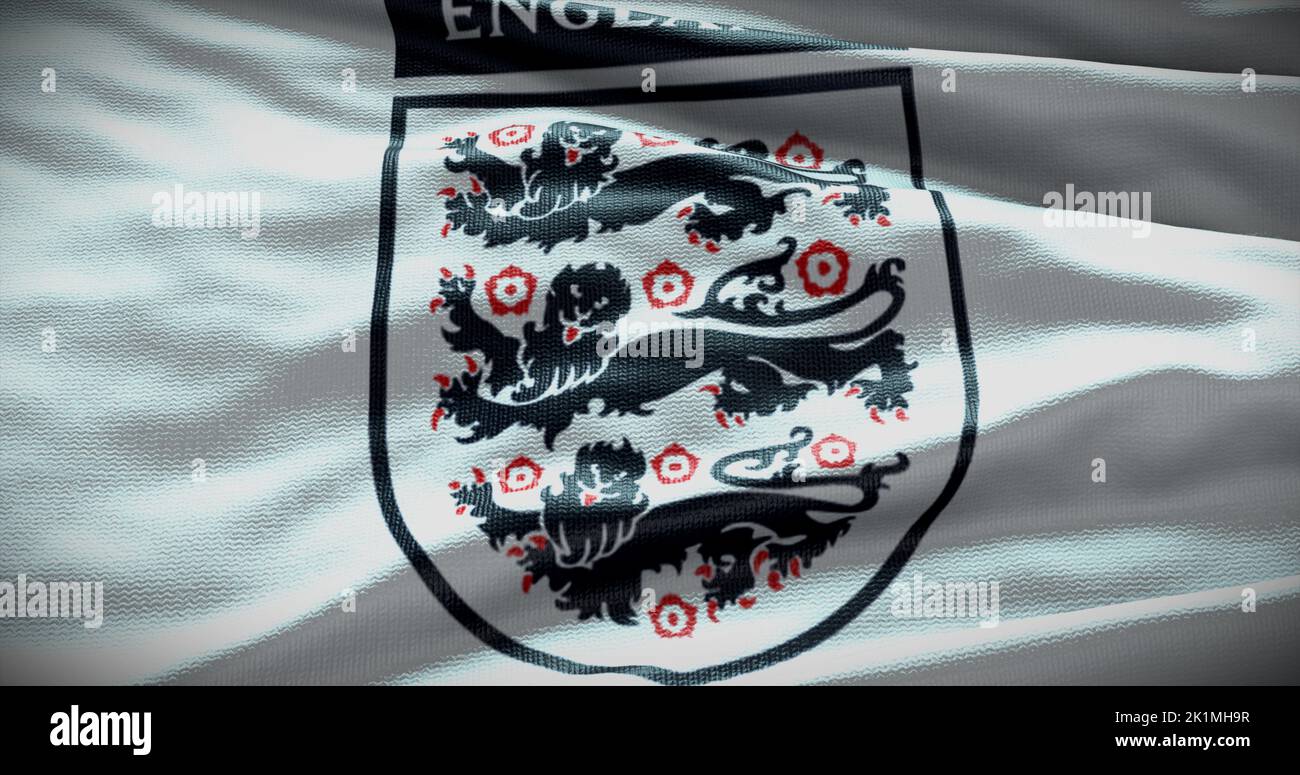 Barcelona, España - 17 de septiembre de 2022: Equipo nacional de fútbol de Inglaterra, logotipo de la selección de fútbol. Ilustración 3D, Editorial ilustrativa. Foto de stock