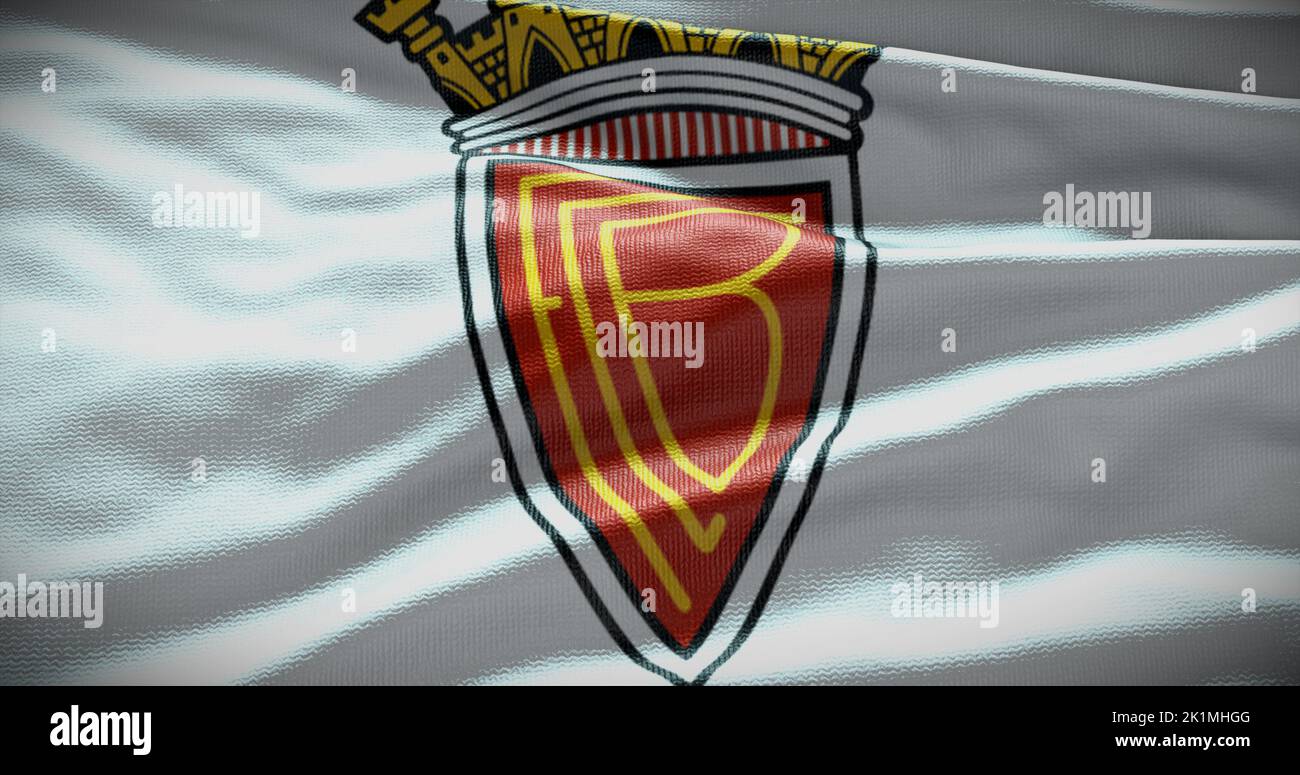 Barcelona, España - 17 de septiembre de 2022: Equipo de fútbol Barreirense FC, logotipo del equipo de fútbol. Ilustración 3D, Editorial ilustrativa. Foto de stock