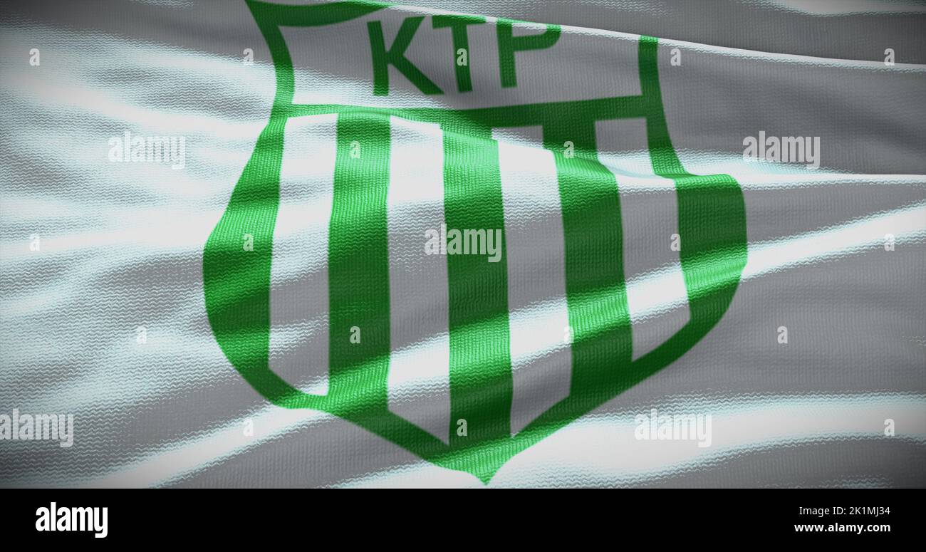 Barcelona, España - 17 de septiembre de 2022: Club de fútbol KTP Kotka FC, logotipo del equipo de fútbol. Ilustración 3D, Editorial ilustrativa. Foto de stock