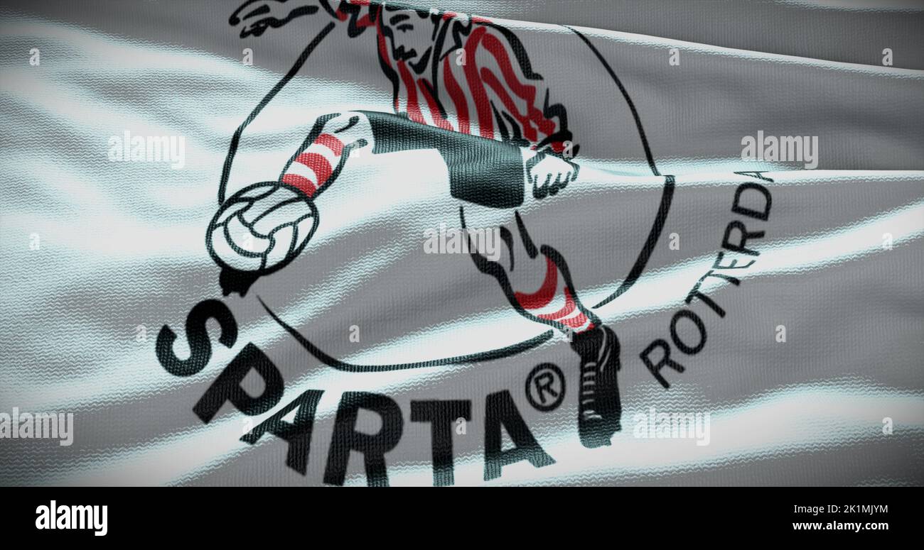 Barcelona, España - 17 de septiembre de 2022: Club de fútbol Sparta Rotterdam FC, logotipo del equipo de fútbol. Ilustración 3D, Editorial ilustrativa. Foto de stock