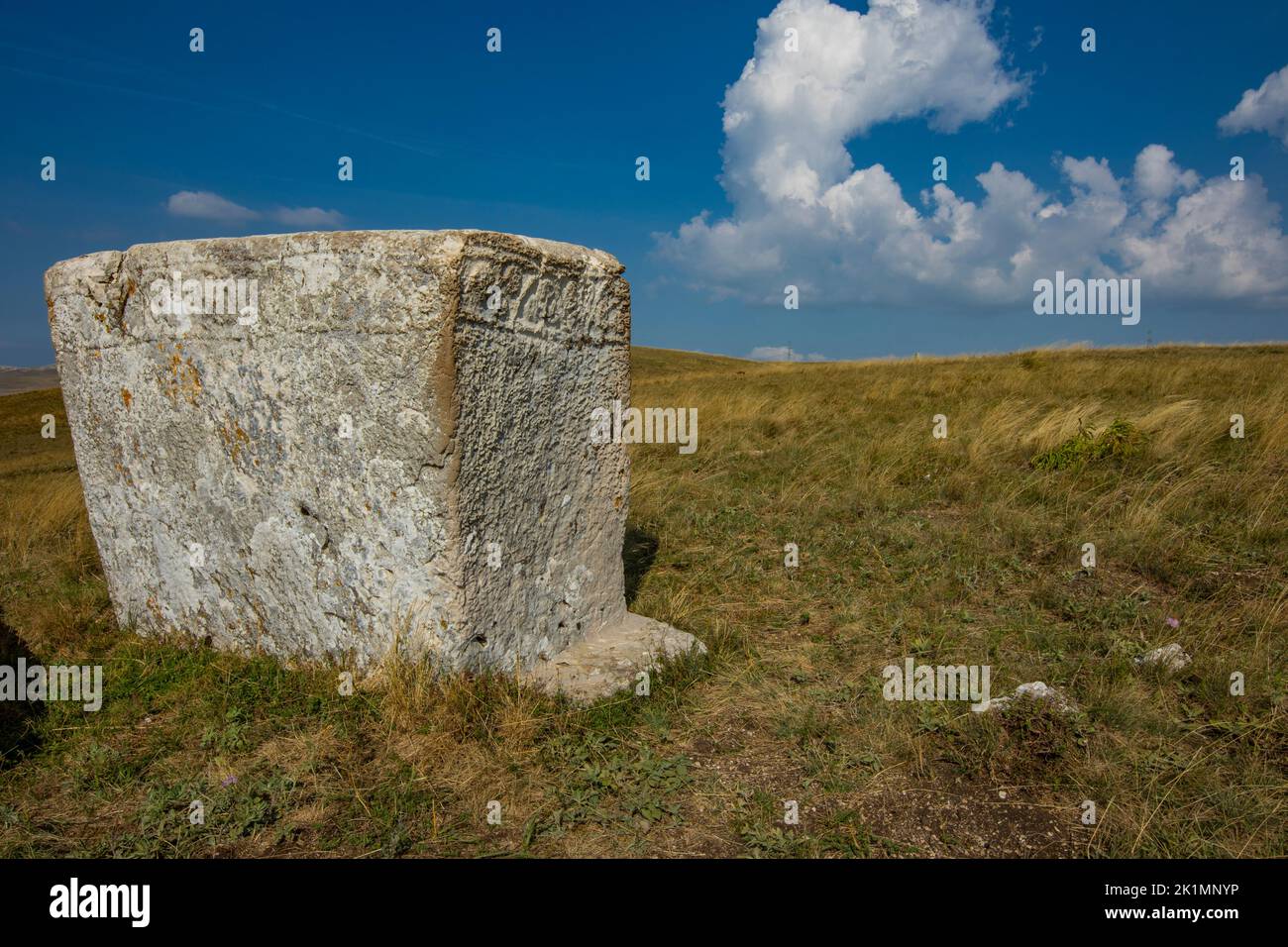 Vista de lápidas medievales en Morine, cerca de Pluzine en Bosnia y Herzegovina Foto de stock