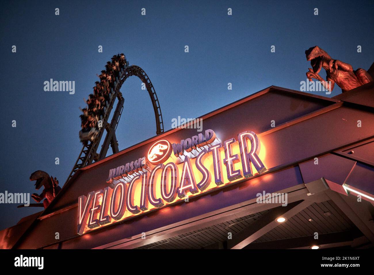 Universal Studios Florida parque temático Jurásico World VelociCoaster Foto de stock