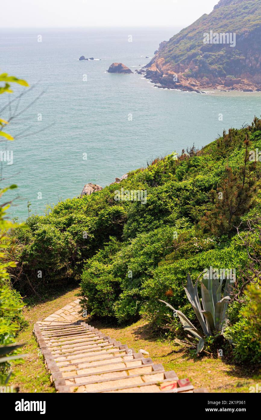 Ruta de senderismo en la isla de Nangan, Matsu, Taiwán Foto de stock