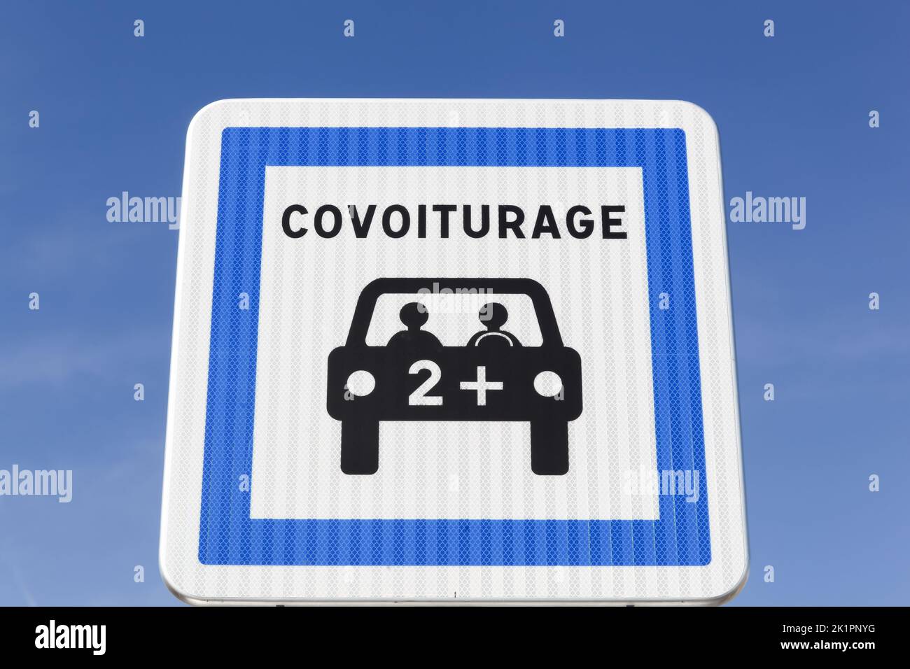 Cartel de carretera de Carpool en Francia Foto de stock