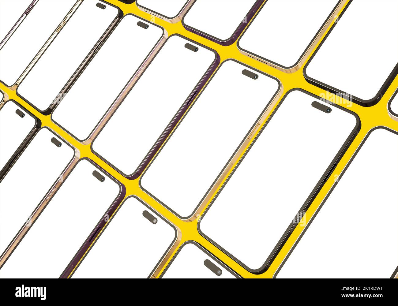 Diseño de maqueta de smartphone con pantalla en blanco para infografías o presentaciones Interfaz de diseño de aplicaciones de interfaz de usuario de UX. Representación 3D. Foto de stock