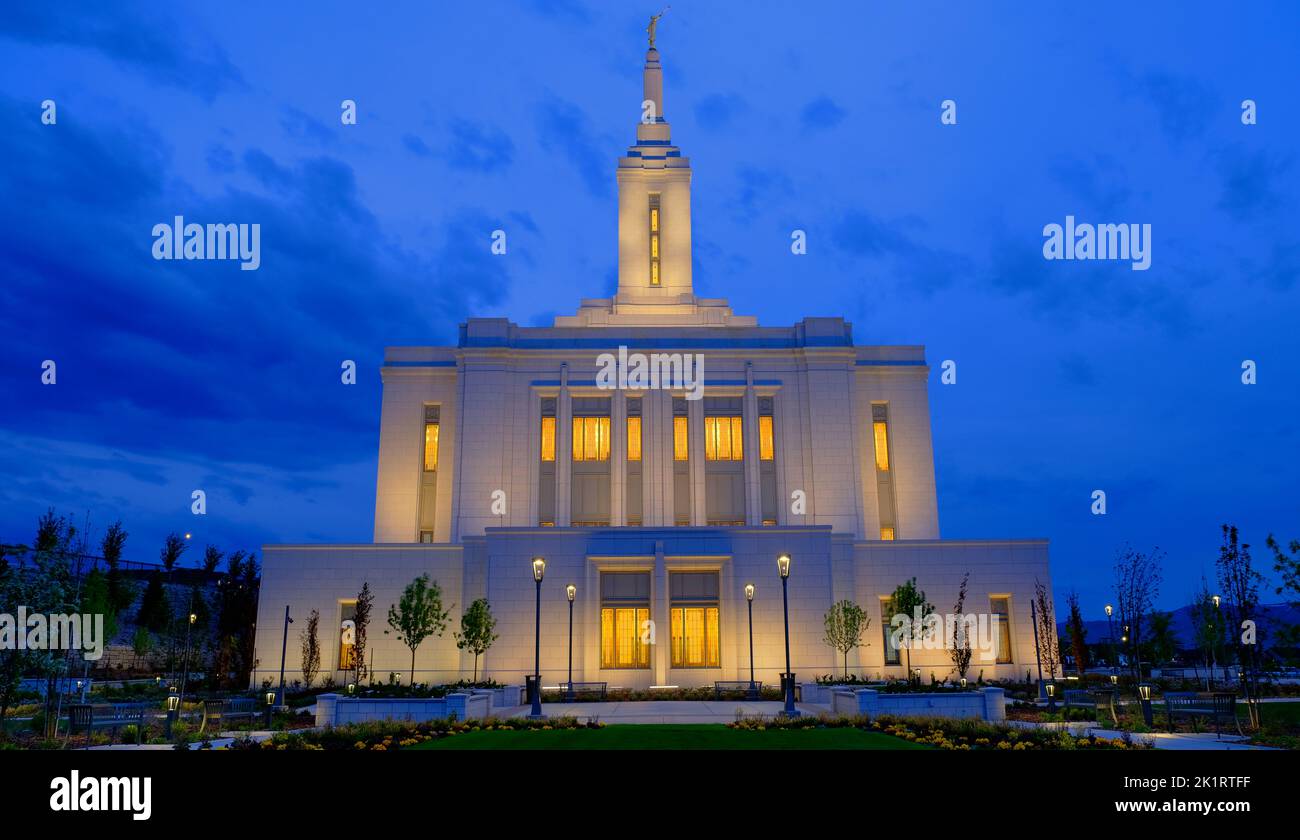 Edificio del Templo Pocatello Idaho LDS Iglesia Mormona de Jesucristo Sagrade la religión religiosa Foto de stock