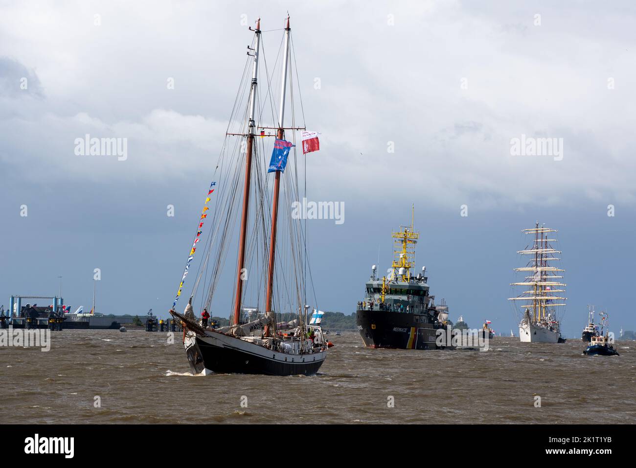 Hamburgo, Hafen, puerto, 833. Hafengeburtstag, Aniversario, Schiffe, Barco, Elba, Wasser, Fluss, Río, Foto de stock