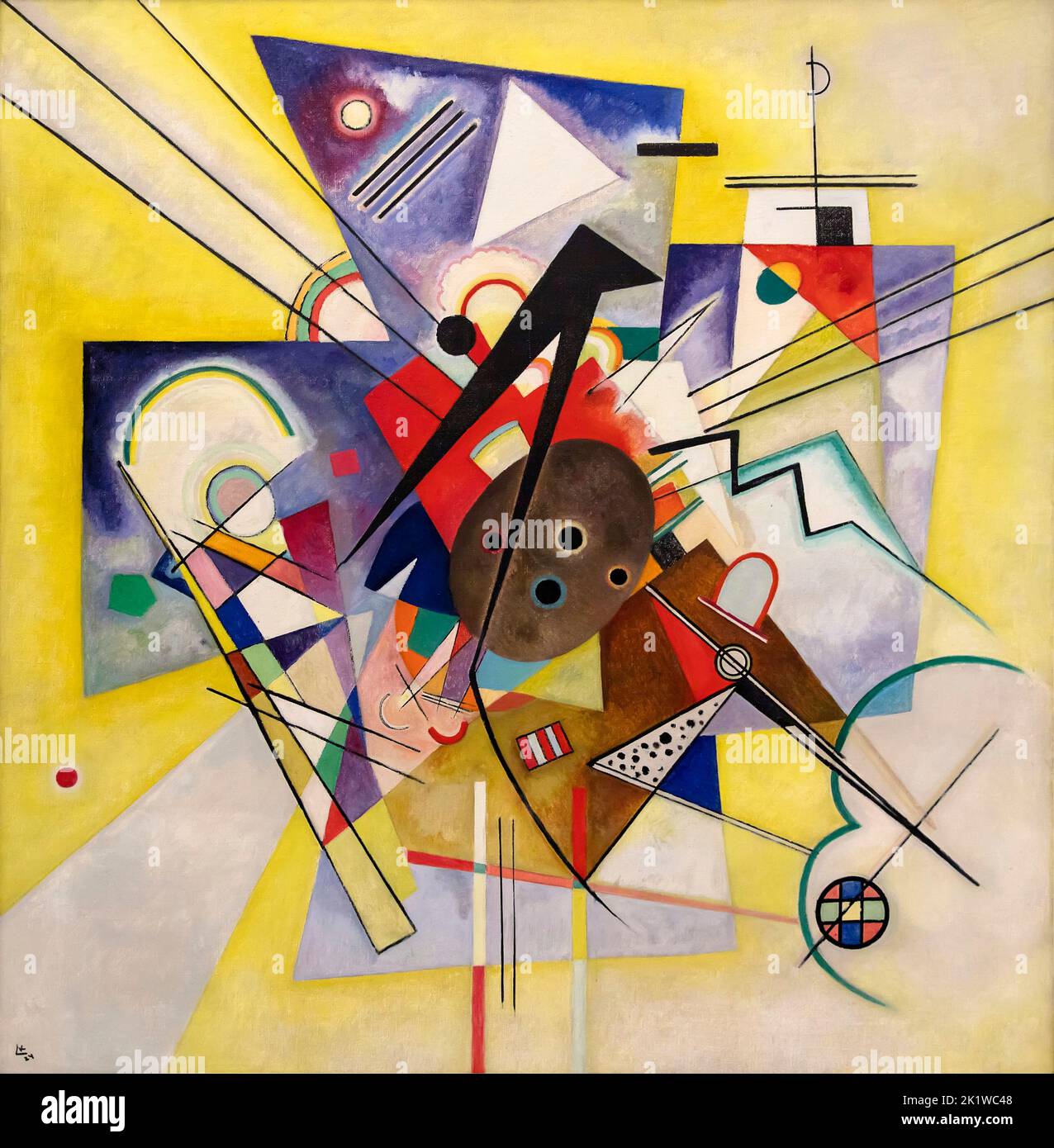 Vasily Kandinsky óleo sobre lienzo Acompañamiento amarillo (Gelbe Begleitung) 1924 en el Solomon R. Guggenheim, Museum, Manhattan, Nueva York, EE.UU Foto de stock