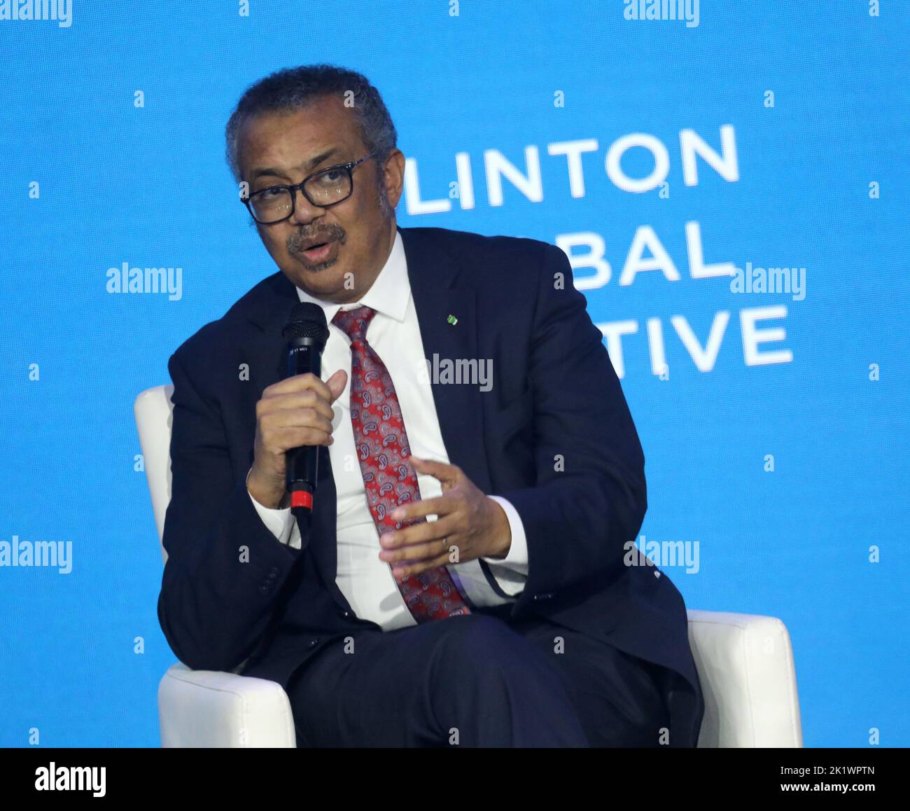 20 de septiembre de 2022, Ciudad de Nueva York, Nueva York, Estados Unidos:¨TEDROS ADHANOM GHEBREYESUS, Director General de la Organización Mundial de la Salud, asiste a la Iniciativa Mundial Clinton 2022 celebrada en el New York Hilton Hotel. (Imagen de crédito: © Nancy Kaszerman/ZUMA Press Wire) Foto de stock