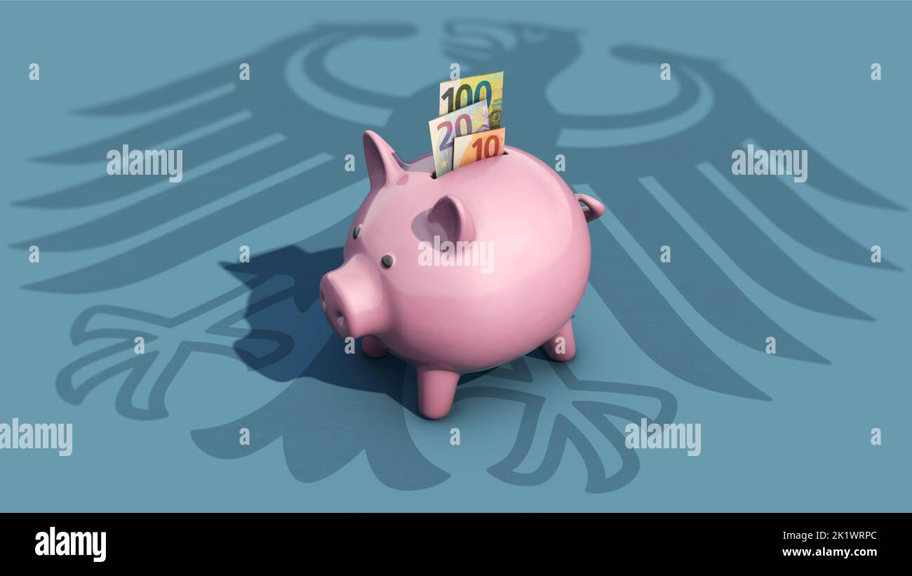 Banco de cerdos en alemán águila federal - Bundesregierung debe salvar Foto de stock