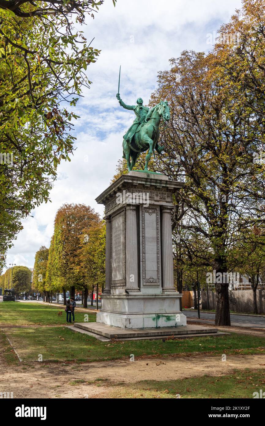 Estatua del General Marqués de Lafayette conocida como la Estatua de los Niños de Lafayette, Cours-la-Reine, París, Francia, Europa Foto de stock