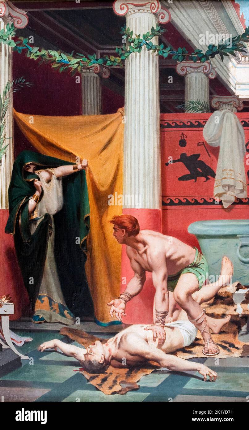 Muerte del emperador Commodus (161-192), pintura al óleo de Fernand Pelez, 1879 Foto de stock