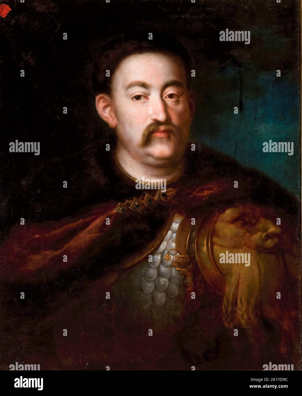 Juan III Sobieski (1629-1696), rey de Polonia y gran duque de Lituania (1674-1696), retrato al óleo sobre papel de Rafał Hadziewicz, 1834-1839 Foto de stock