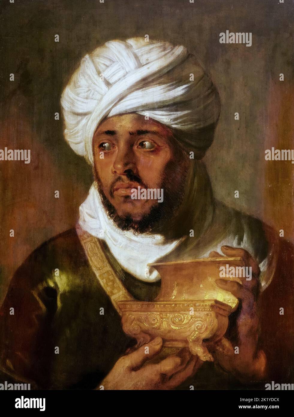 El rey morisco ('Balthazar'), el rey etíope, retrato al óleo sobre madera de roble por Peter Paul Rubens, 1630-1633 Foto de stock