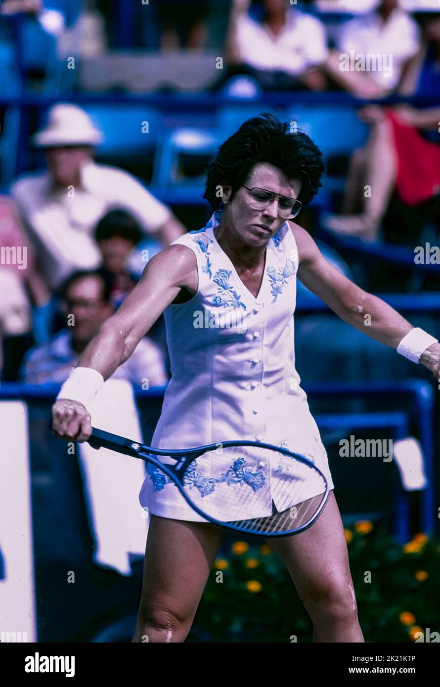 Billy Jean King en el US Open 1982 Foto de stock