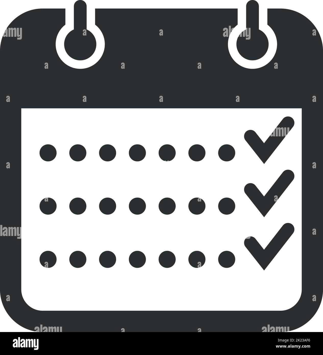 Icono negro de la lista de comprobación de tareas del calendario. Símbolo de programa Ilustración del Vector