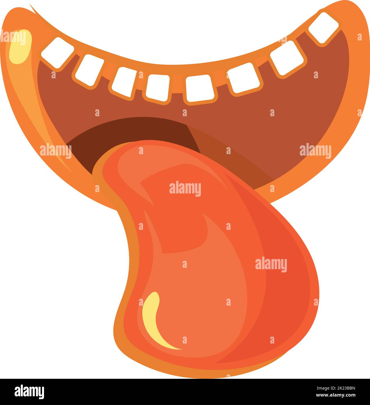 Boca de dibujos animados con la lengua fuera. Expresión de monstruo Ilustración del Vector