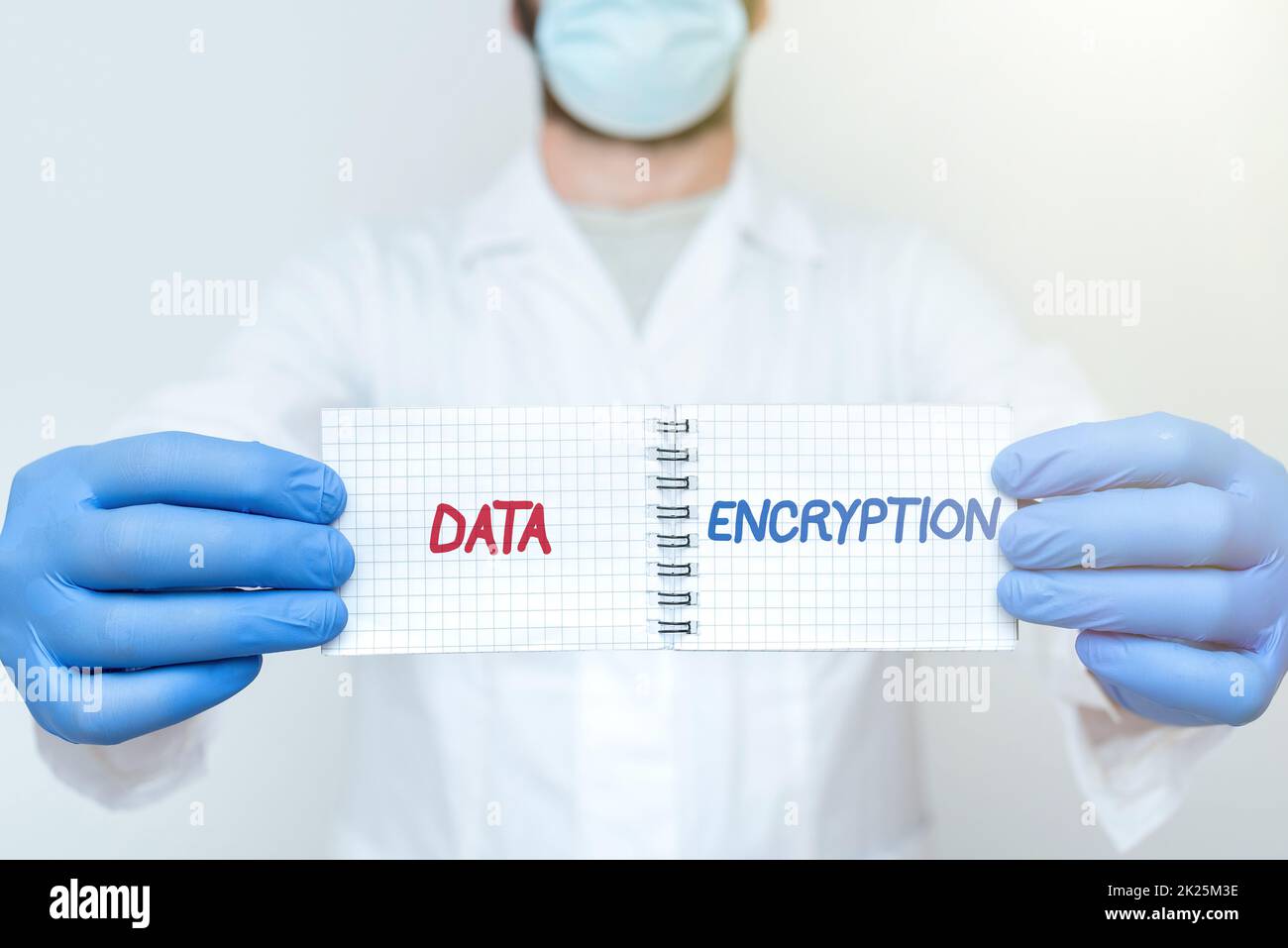 Leyenda conceptual Cifrado de datos. Concepto de Internet Algoritmo Symmetrickey para el cifrado de datos electrónicos Científico que presenta Nueva Investigación, Planificación Química Procedimientos Avanzados Foto de stock