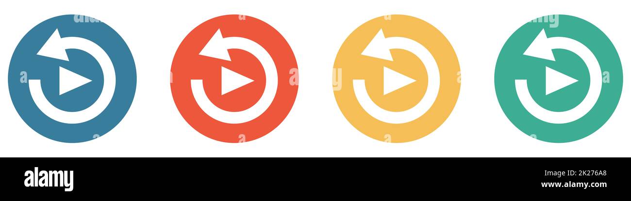 Banner de colores con 4 botones: Repetir vídeo Foto de stock