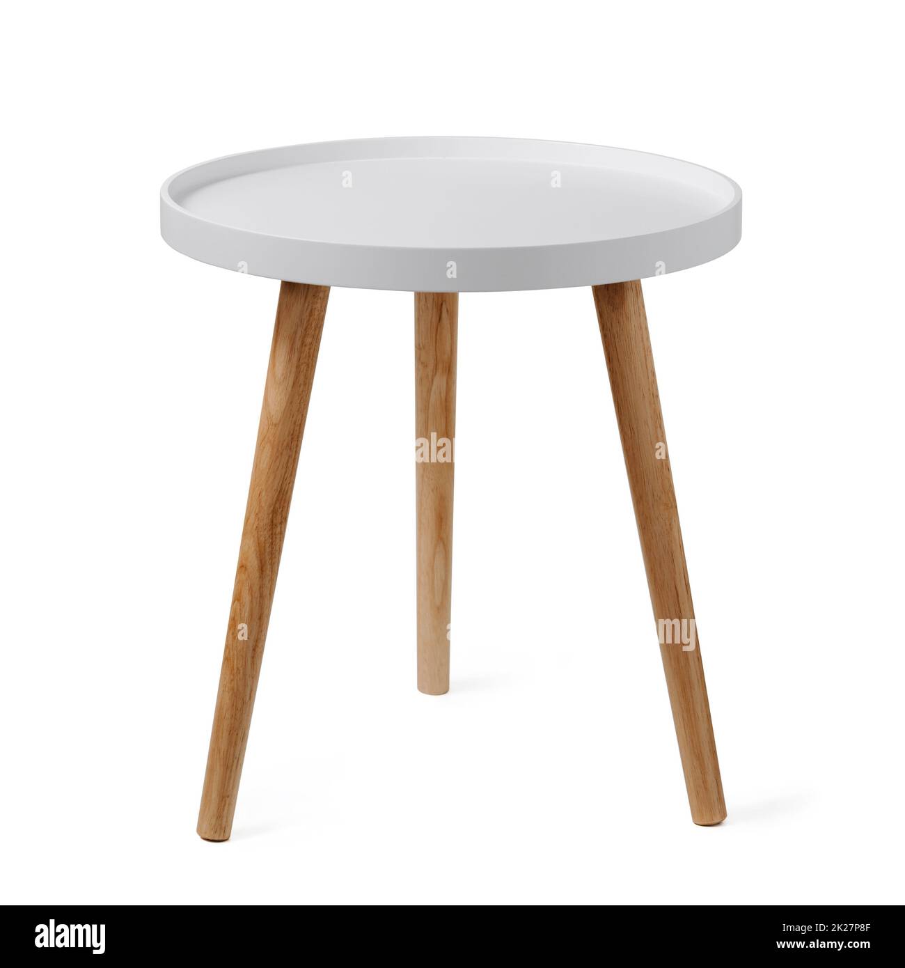 Mesa final, mesa de café redonda aislada sobre blanco Foto de stock