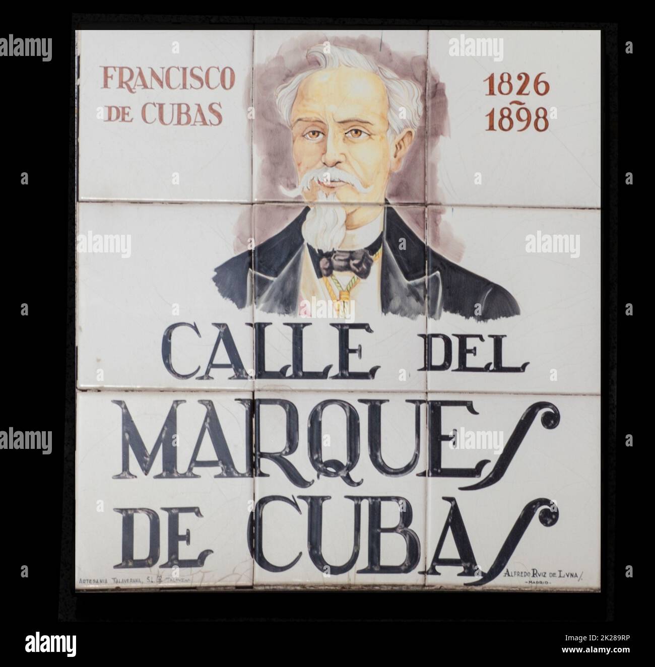 Madrid, España 6th de marzo de 2021 Placa de calle Marqués de Cubas