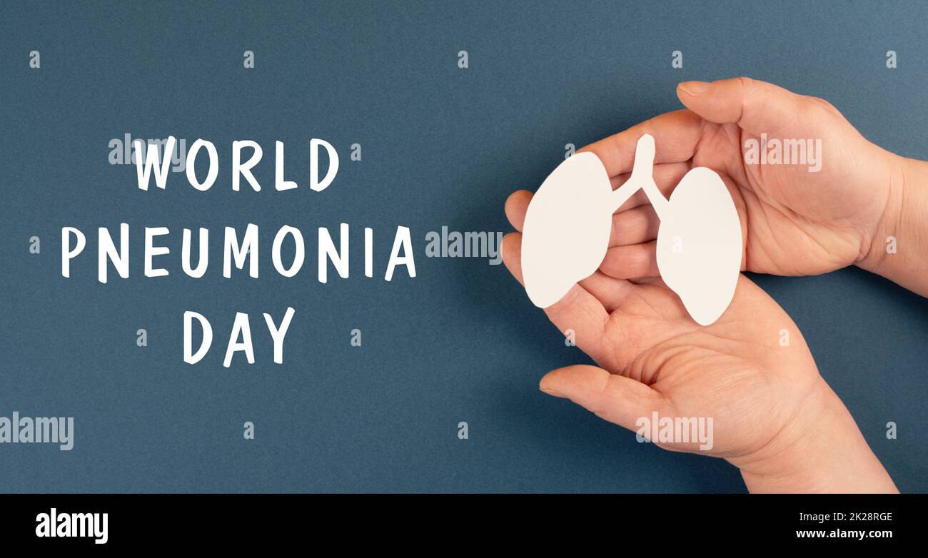 Día mundial de la neumonía en marzo, inflamado de los pulmones, enfermedades infecciosas, atención de la salud Foto de stock