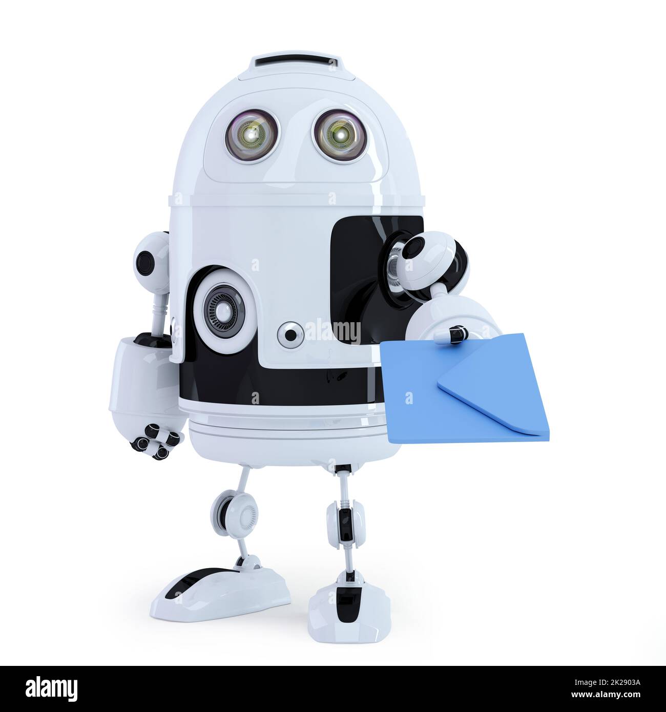 Robot con sobre. Concepto de tecnología de la comunicación Foto de stock