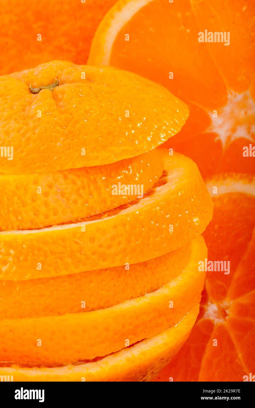 rodajas naranjas en primer plano Foto de stock