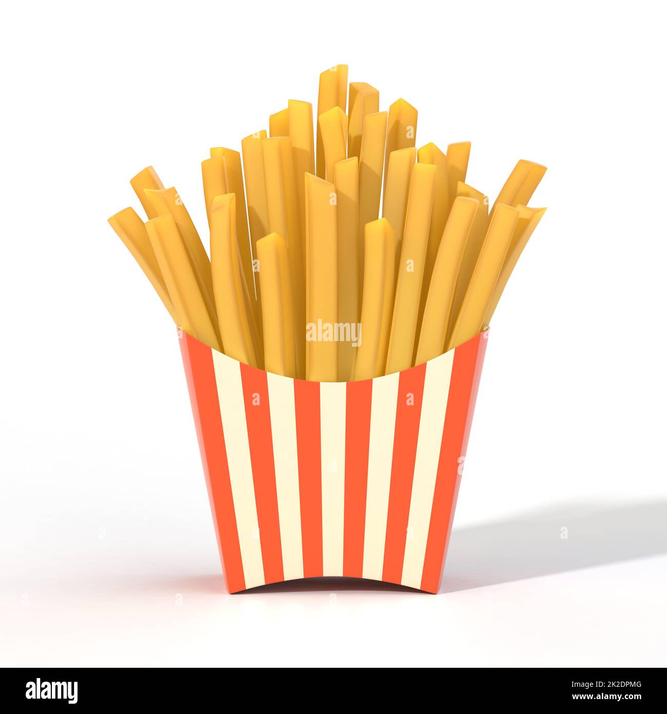 Comida rápida patatas fritas en un recipiente 3D ilustración Foto de stock
