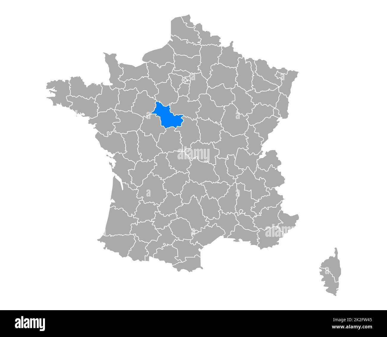 Mapa de Loir y Cher en Francia Foto de stock