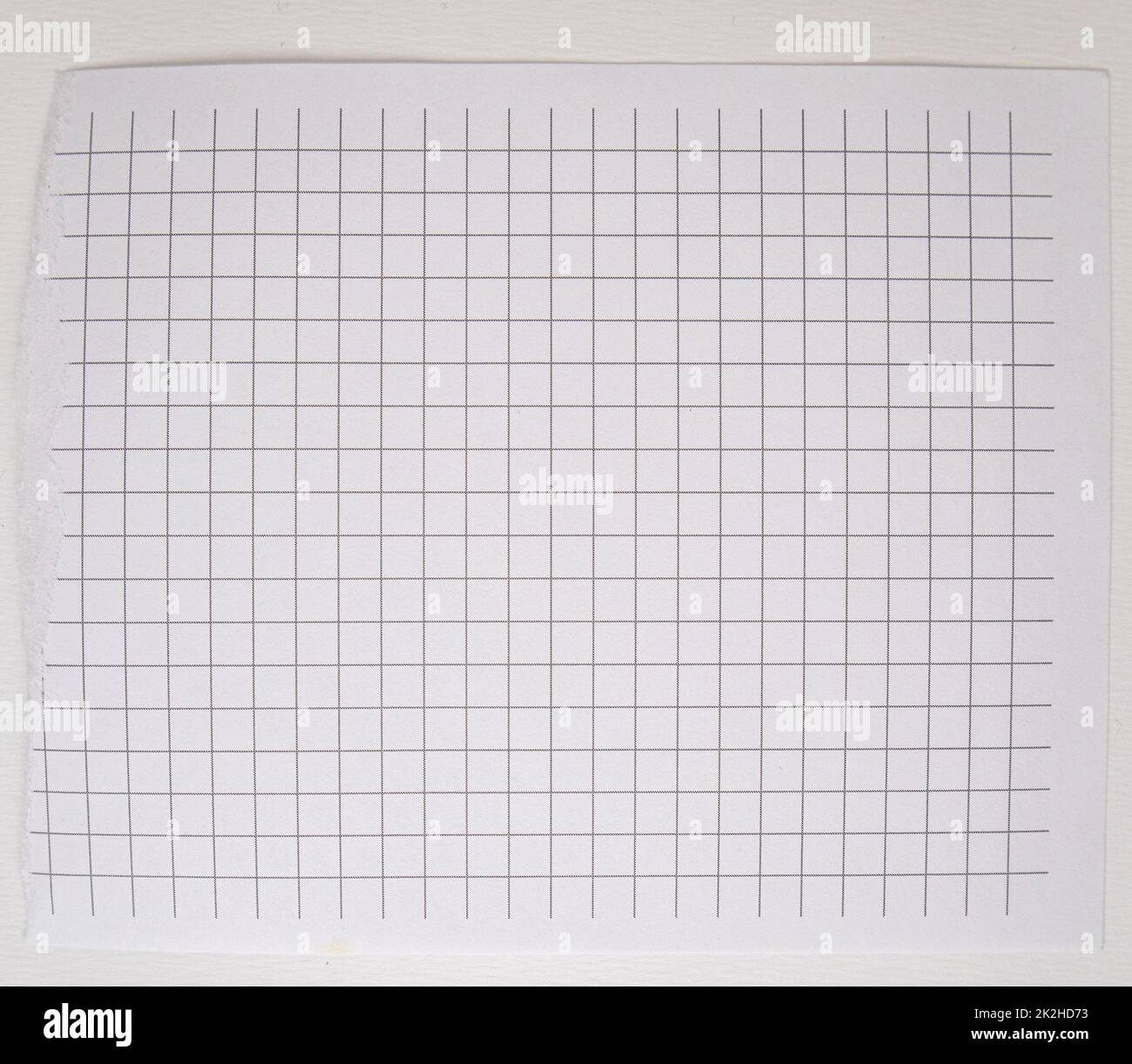 Papel a cuadros con borde superior roto, hoja en blanco, textura y