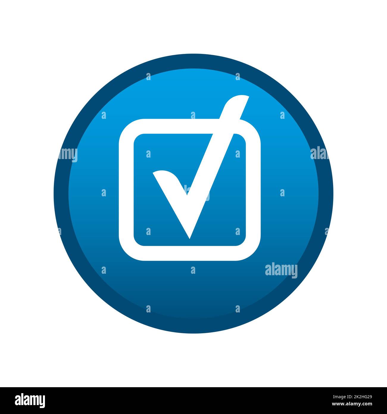 Icono de medios redondos Marca de verificación de voto sobre fondo blanco - Vector Foto de stock