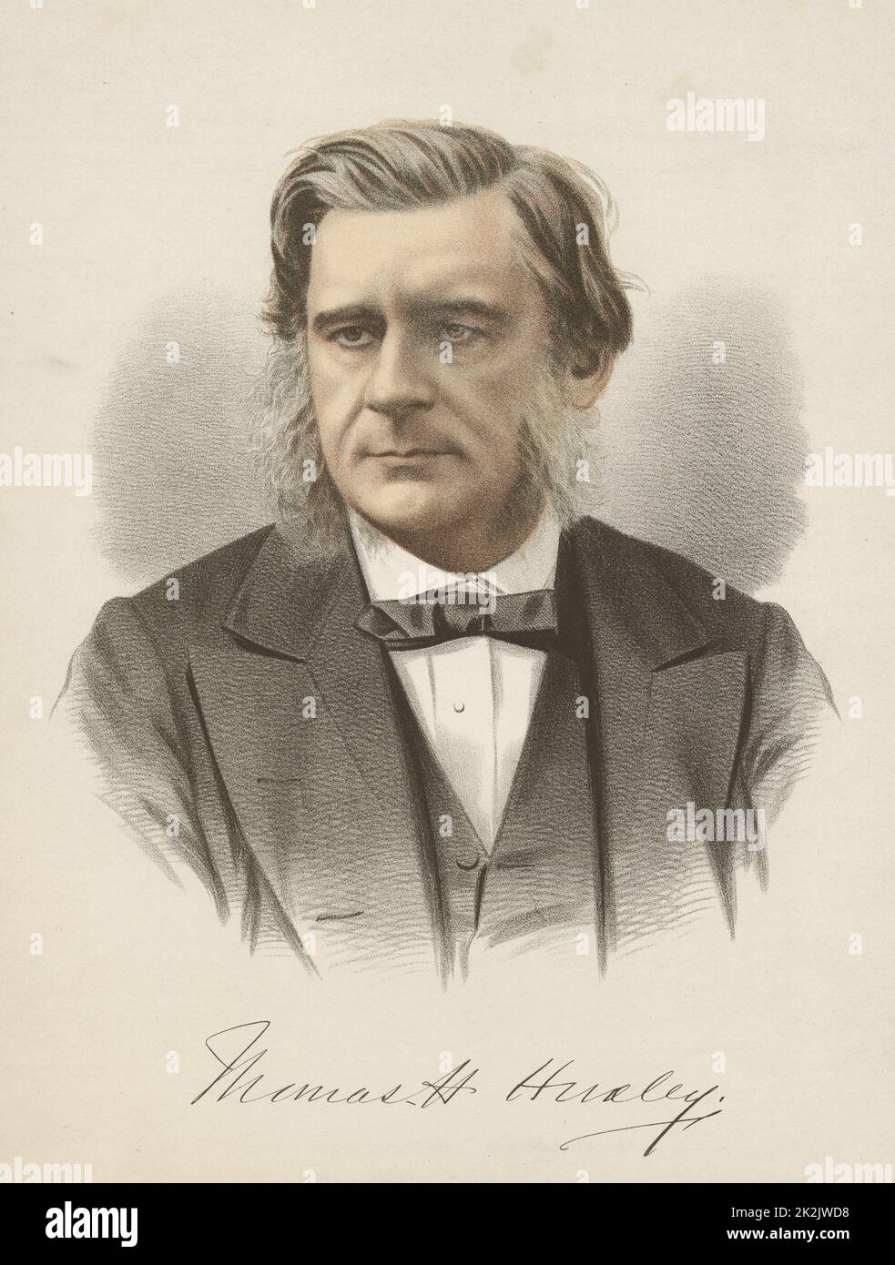 Thomas Henry Huxley (1825-1895) biólogo británico, campeón de Darwin. Desde 'El National Portrait Gallery', Cassell, Petter & Galpin, Londres, c1880. Litografía tintado Foto de stock