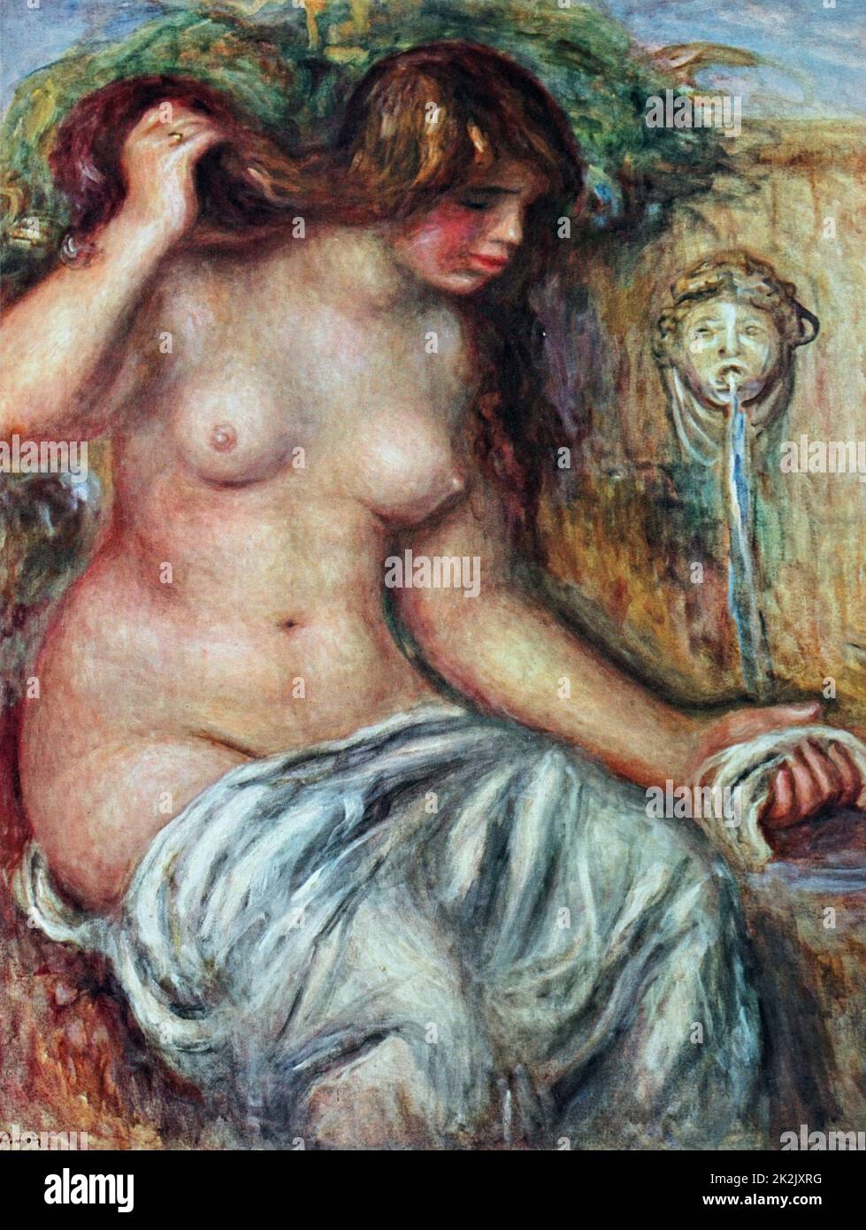 Pintura titulada "La mujer en la fuente' de Pierre-Auguste Renoir (1841-1919), un artista francés. Fecha Siglo XX Foto de stock