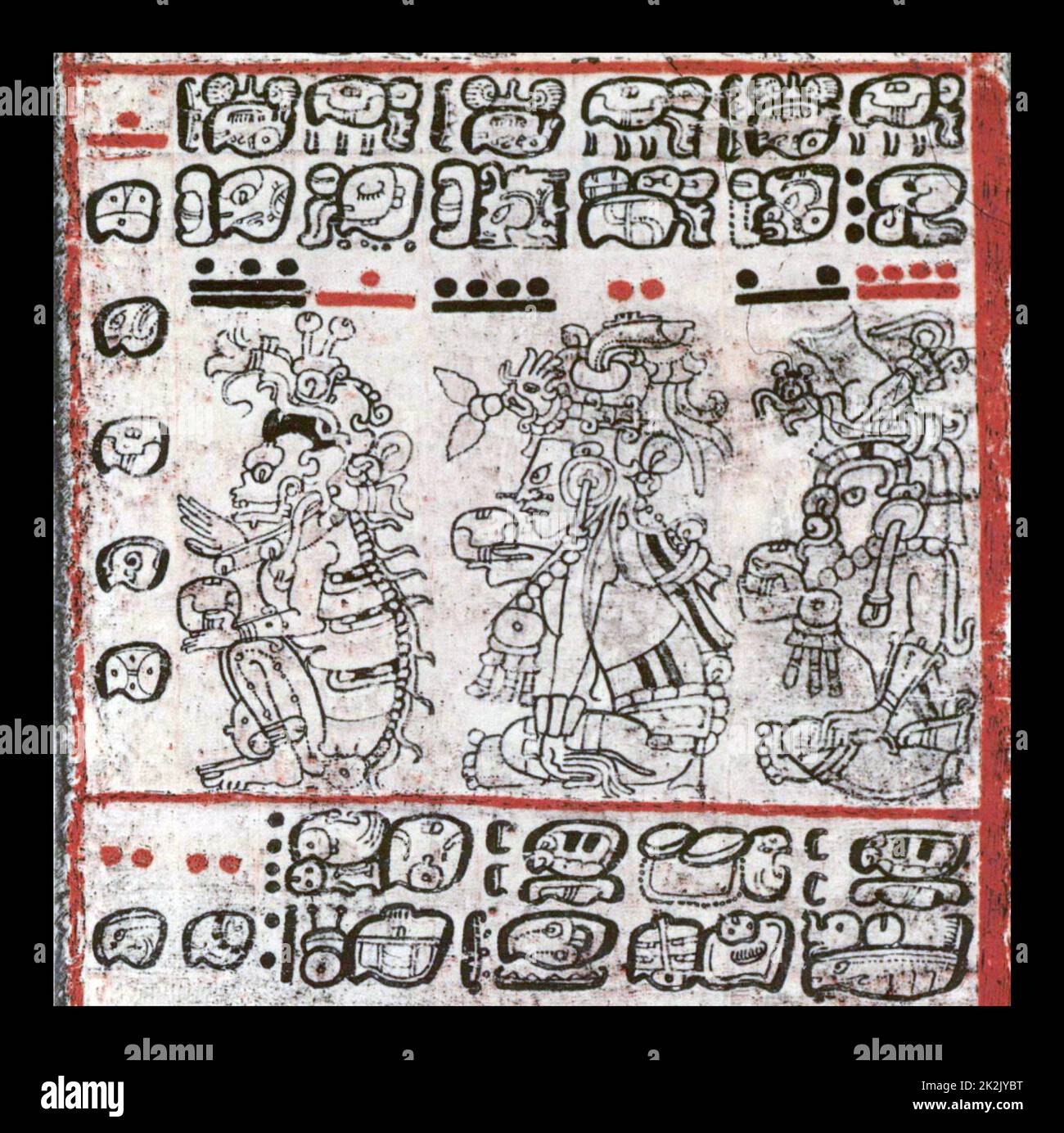 Códice Dresden , fragmento, Cultura Maya, ca.1200 AD, la Biblioteca Estatal de Sajonia, Dresden Foto de stock