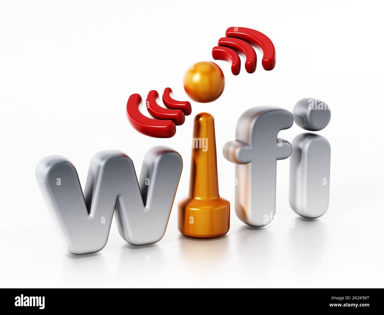 Logotipo WiFi y símbolo de conexión inalámbrica. Ilustración 3D Foto de stock