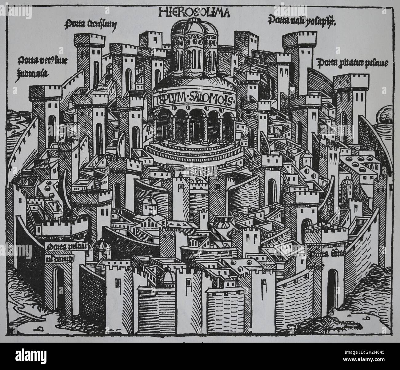 La Edad Media. Tierra Santa. Jerusalén (Hierosolima). Las Crónicas de Nuremberg. siglo 15th. Foto de stock