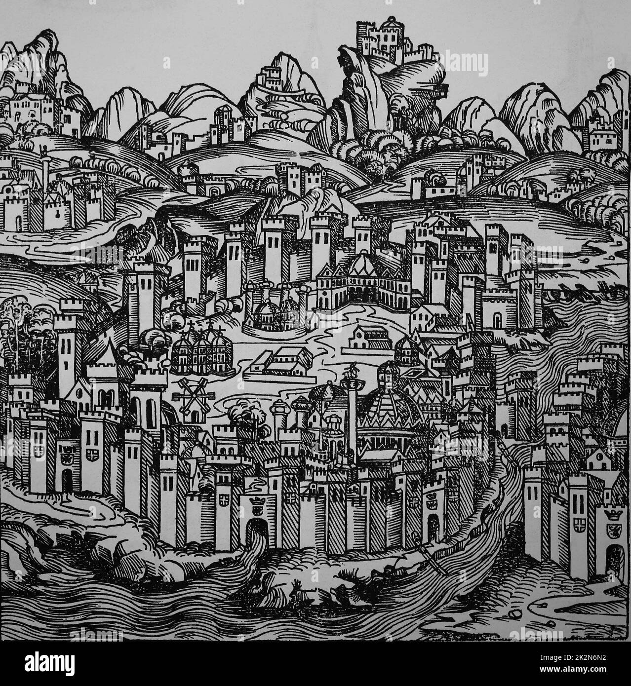 Constantinopla. Crónica de Núremberg, 1494. Foto de stock