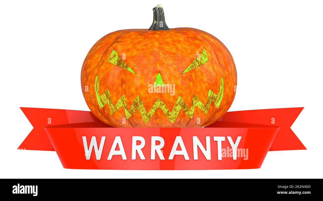 Concepto de garantía de Halloween Pumpkin. Reproducción 3D aislada sobre fondo blanco Foto de stock