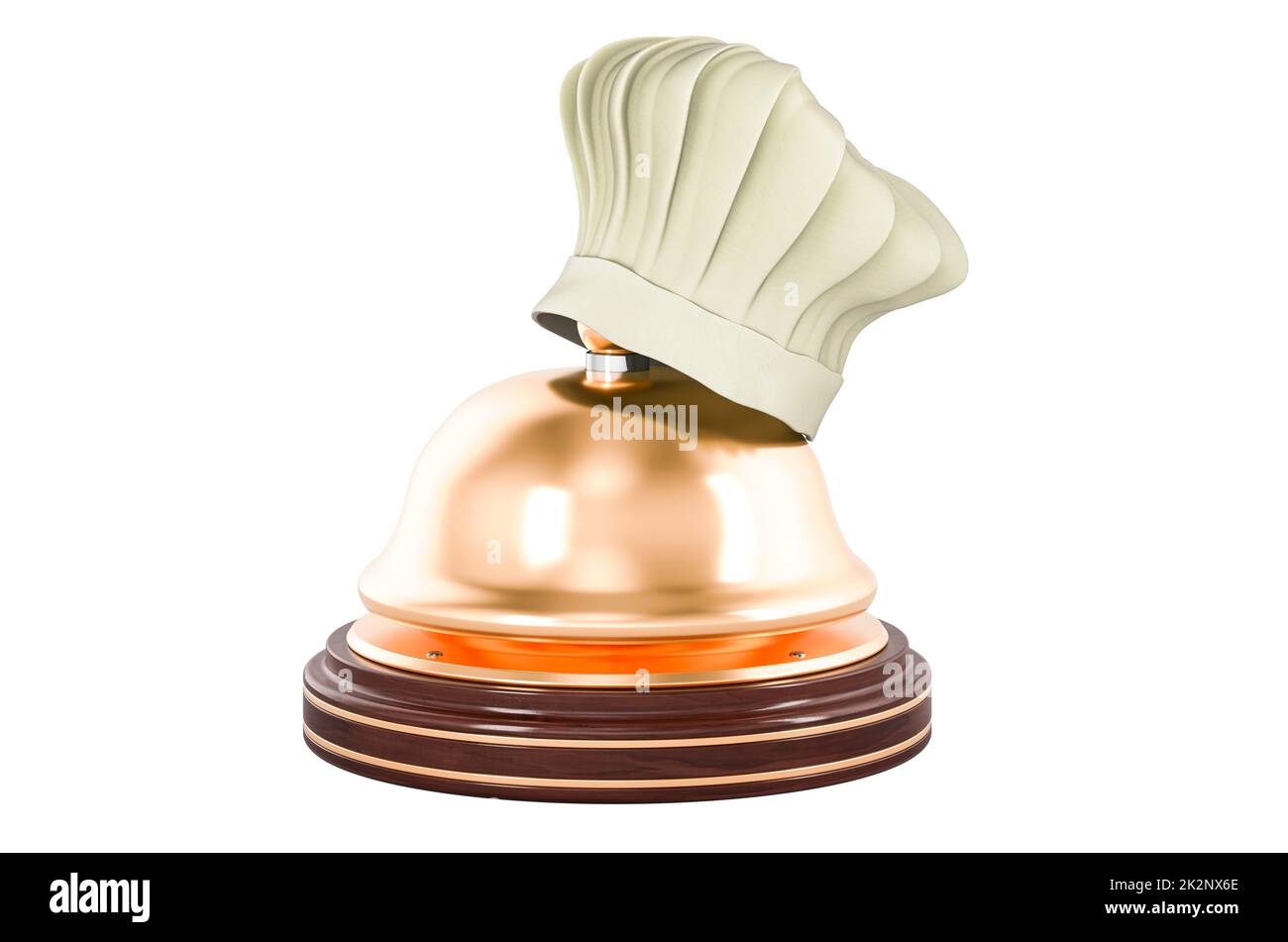 Campana de recepción con sombrero de chef, 3D renderizado aislado sobre fondo blanco Foto de stock